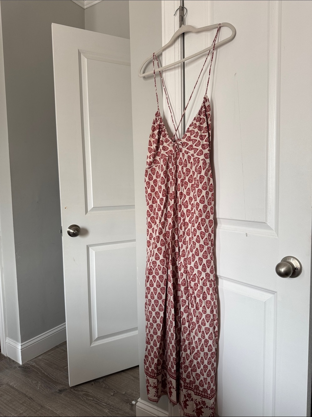 Women's Red Printed Strappy Jumpsuit